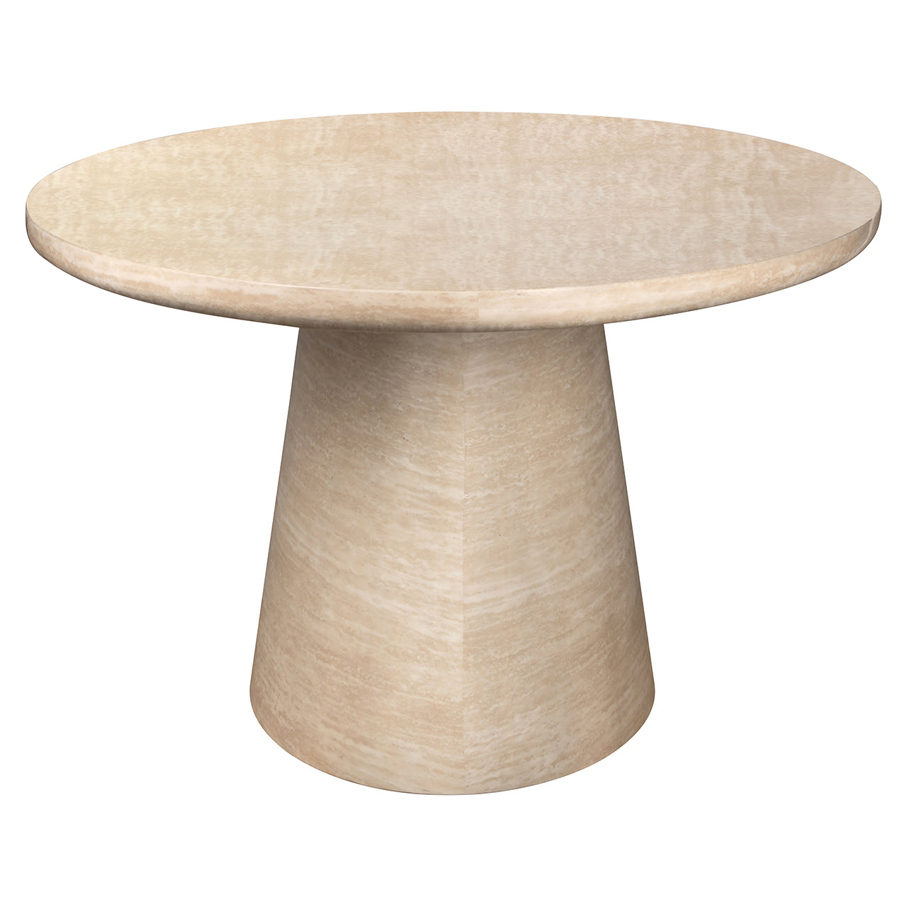 Richmond Interiors Fictus Beige Travertine Rounded Dining Table | 8 Seater
